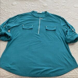 Bulotus teal Top with Zipper Detail 3XL